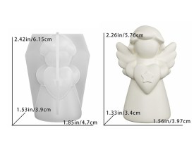 Molde silicona angelita con corazon y estrella
